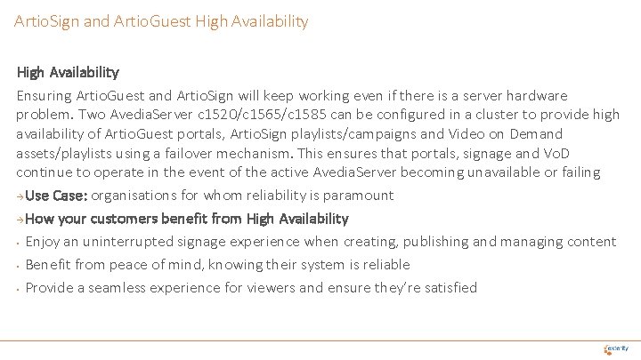 Artio. Sign and Artio. Guest High Availability Ensuring Artio. Guest and Artio. Sign will