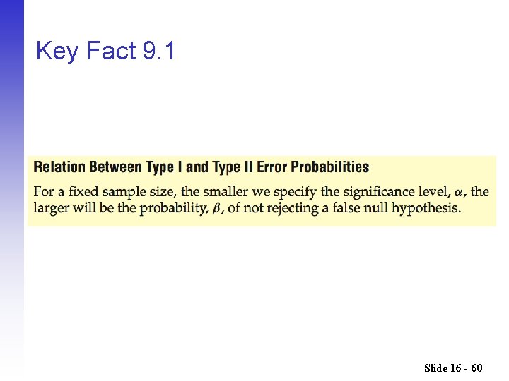 Key Fact 9. 1 Slide 16 - 60 