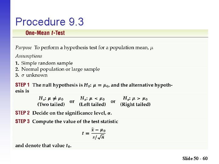 Procedure 9. 3 Slide 50 - 60 