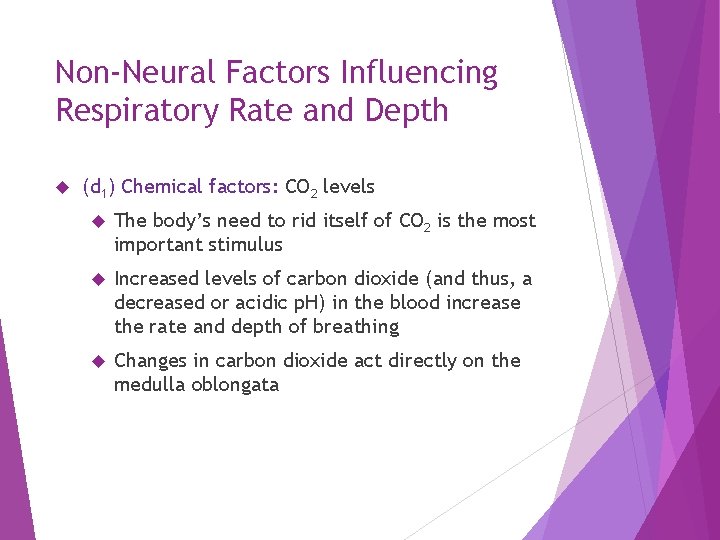 Non-Neural Factors Influencing Respiratory Rate and Depth (d 1) Chemical factors: CO 2 levels