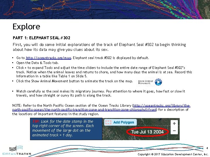 Explore PART 1: ELEPHANT SEAL #302 First, you will do some initial explorations of