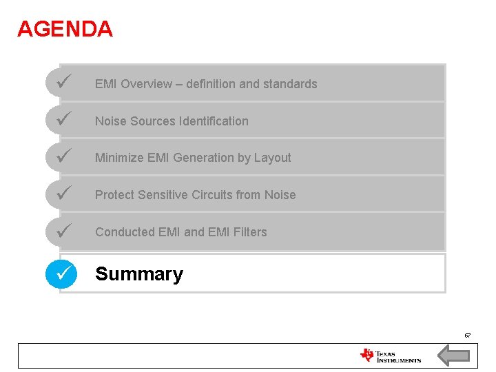 AGENDA EMI Overview – definition and standards Noise Sources Identification Minimize EMI Generation by AGENDA EMI Overview – definition and standards Noise Sources Identification Minimize EMI Generation by