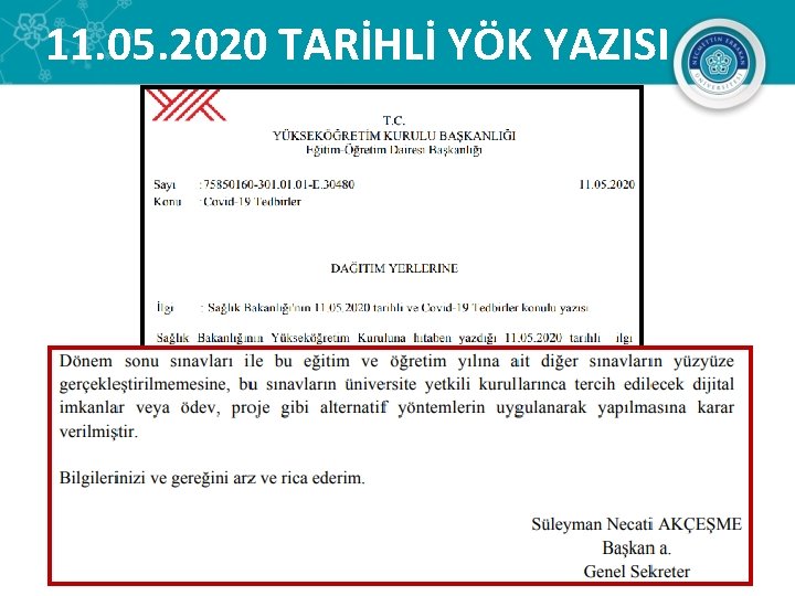 11. 05. 2020 TARİHLİ YÖK YAZISI 2 