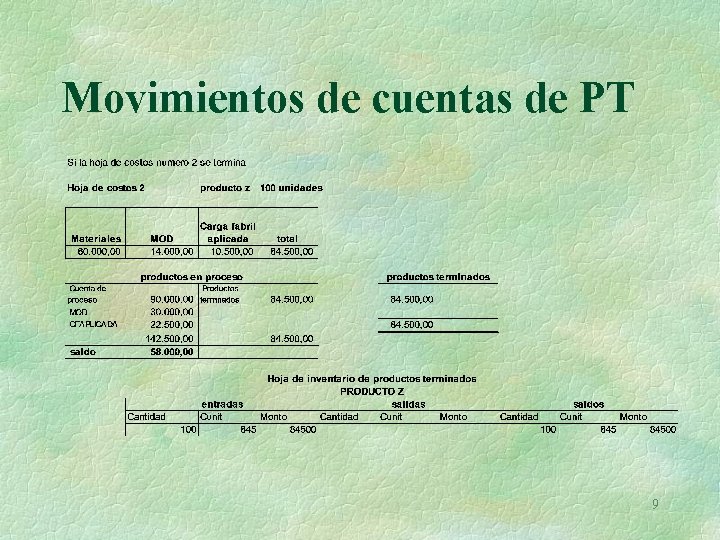 Movimientos de cuentas de PT 9 