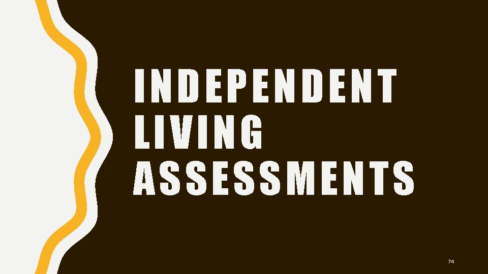INDEPENDENT LIVING ASSESSMENTS 74 