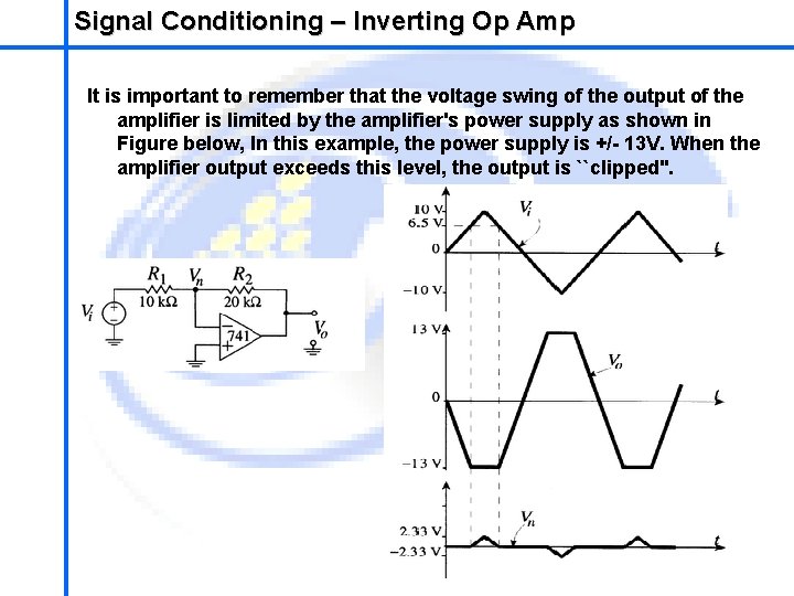 School of Mechatronics Engineering Signal Conditioning – Inverting Op Amp It is important to