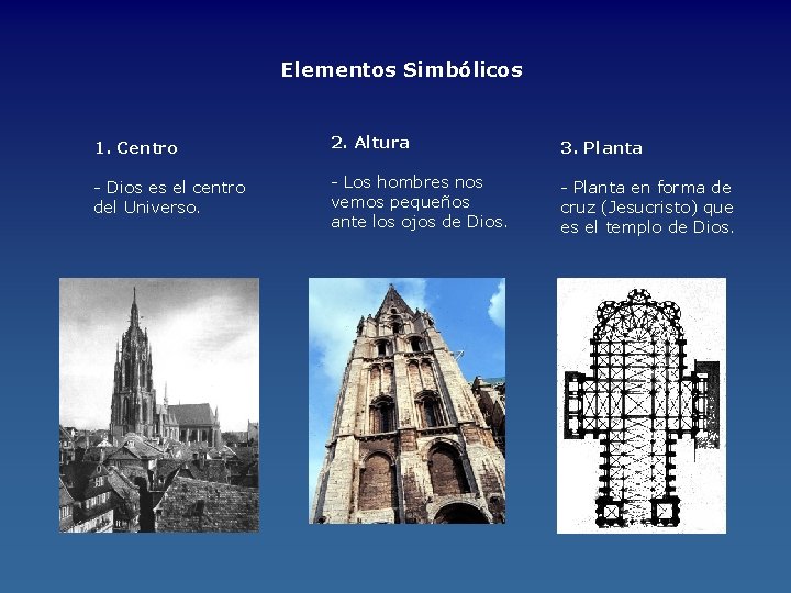 Elementos Simbólicos 1. Centro 2. Altura 3. Planta - Dios es el centro del