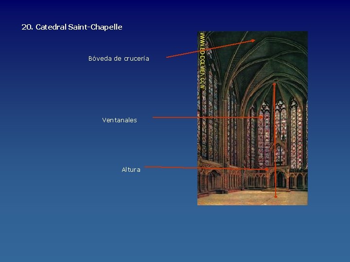 20. Catedral Saint-Chapelle Bóveda de crucería Ventanales Altura 