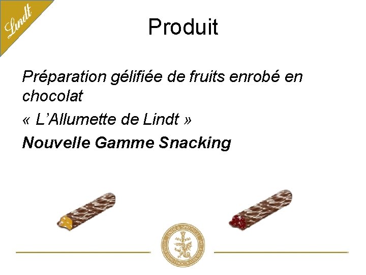Produit Préparation gélifiée de fruits enrobé en chocolat « L’Allumette de Lindt » Nouvelle