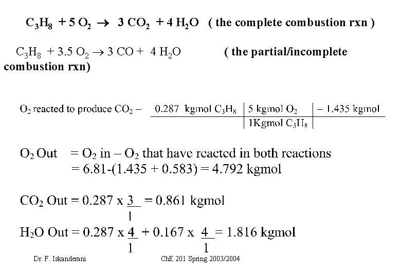 C 3 H 8 + 5 O 2 3 CO 2 + 4 H
