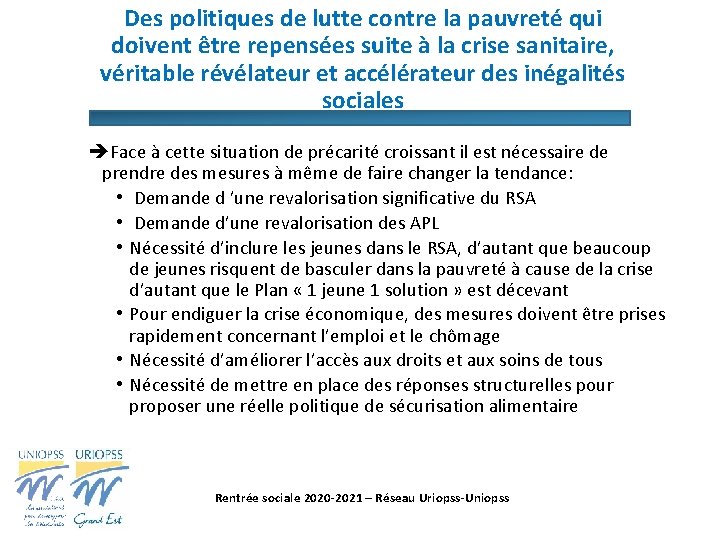 Des politiques de lutte contre la pauvreté qui doivent être repensées suite à la