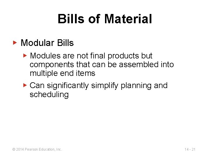 Bills of Material ▶ Modular Bills ▶ Modules are not final products but components