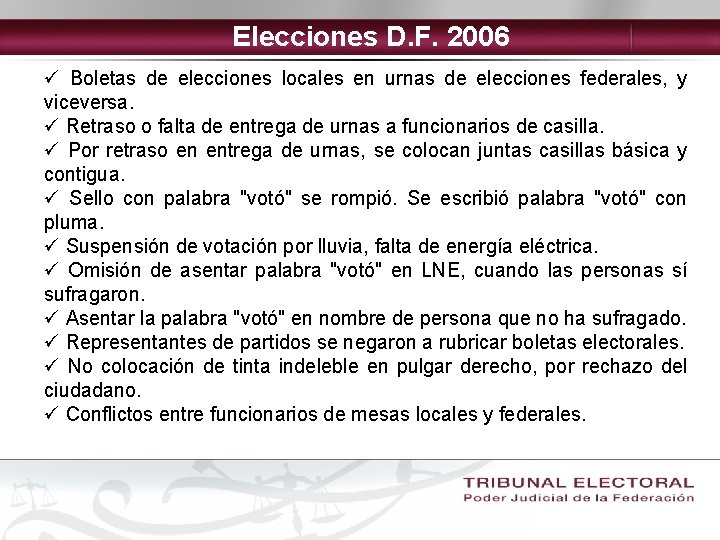 Elecciones D. F. 2006 ü Boletas de elecciones locales en urnas de elecciones federales,