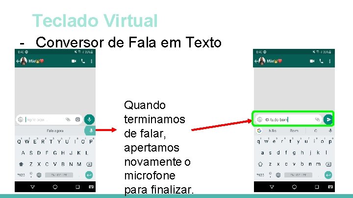 Teclado Virtual - Conversor de Fala em Texto Quando terminamos de falar, apertamos novamente