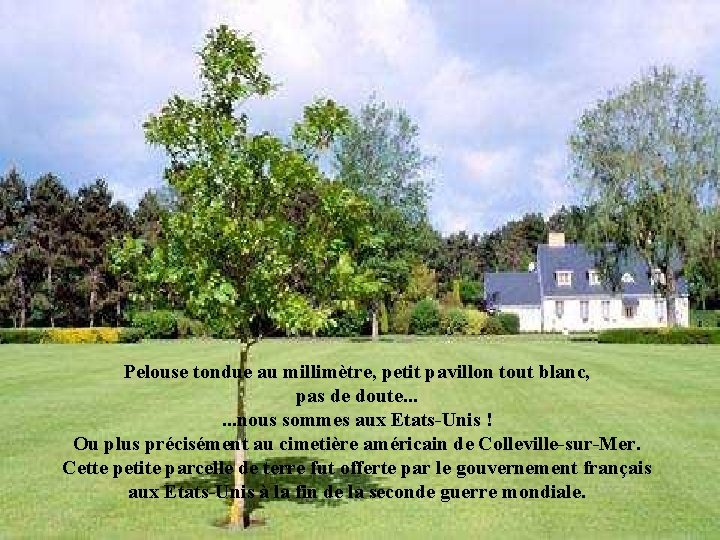 Pelouse tondue au millimètre, petit pavillon tout blanc, pas de doute. . . nous