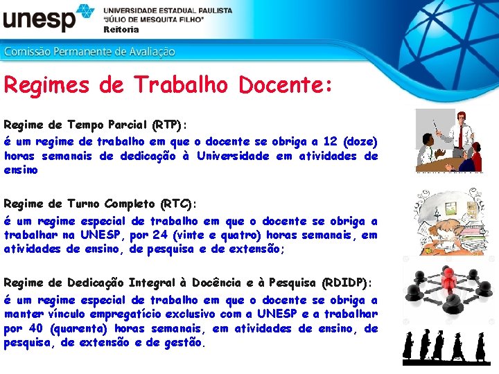 Reitoria Regimes de Trabalho Docente: Regime de Tempo Parcial (RTP): é um regime de