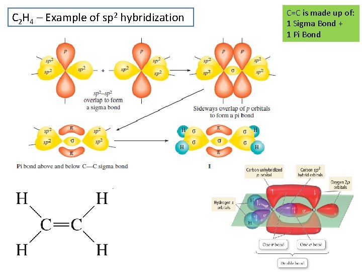 C 2 H 4 – Example of sp 2 hybridization C=C is made up