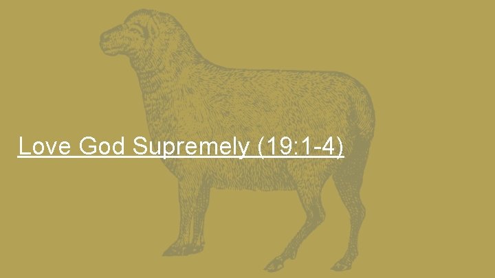 Love God Supremely (19: 1 -4) 