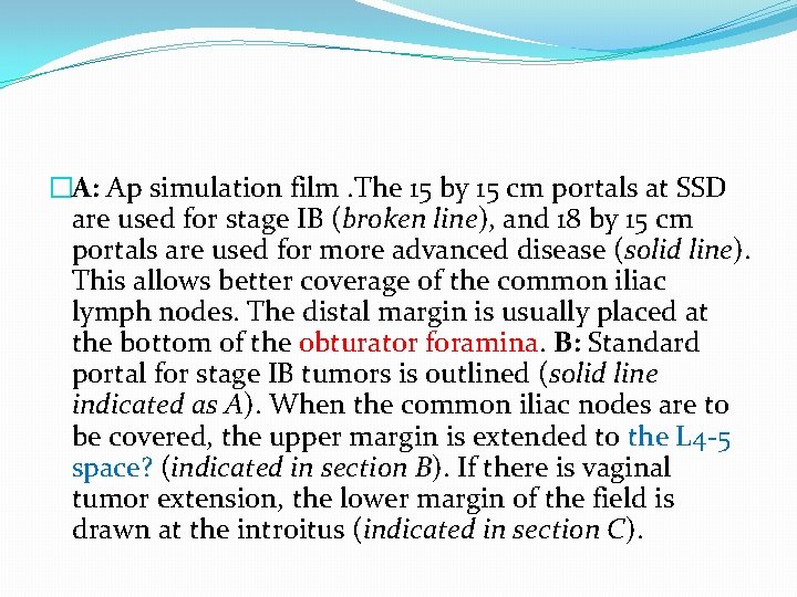 �A: Ap simulation film. The 15 by 15 cm portals at SSD are used �A: Ap simulation film. The 15 by 15 cm portals at SSD are used