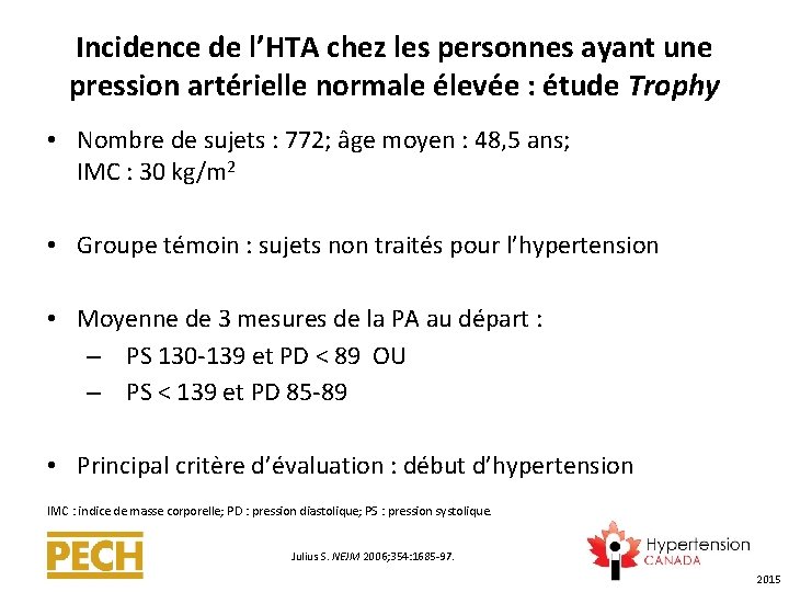 Incidence de l’HTA chez les personnes ayant une pression artérielle normale élevée : étude