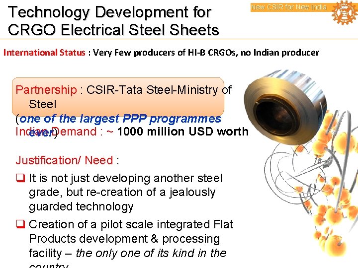 Technology Development for CRGO Electrical Steel Sheets New CSIR for New India International Status
