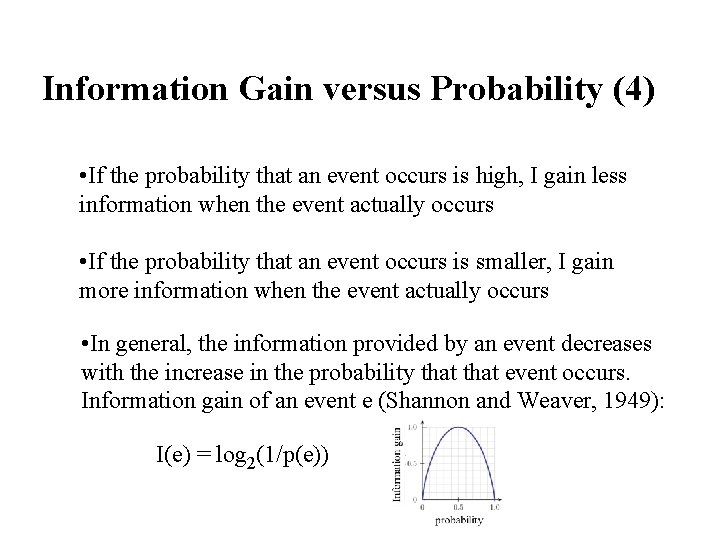 Information Gain versus Probability (4) • If the probability that an event occurs is Information Gain versus Probability (4) • If the probability that an event occurs is