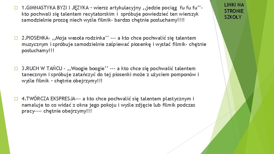 � 1. GIMNASTYKA BYZI I JĘZYKA – wiersz artykulacyjny , , jedzie pociąg fu