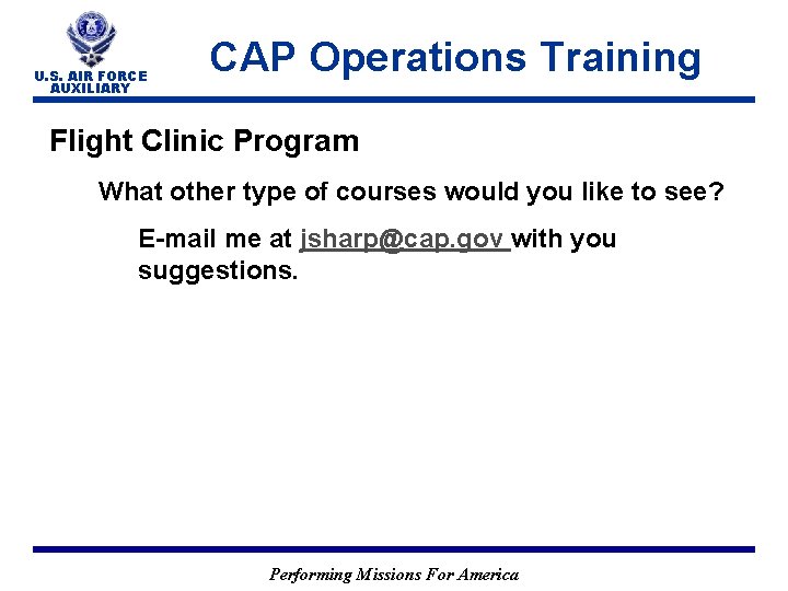 Civil Air Patrol Performing Missions For America Operations