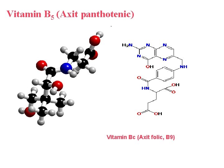 Vitamin B 5 (Axit panthotenic) Vitamin Bc (Axit folic, B 9) Vitamin B 5 (Axit panthotenic) Vitamin Bc (Axit folic, B 9)