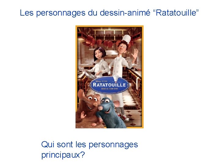 Les personnages du dessin-animé “Ratatouille” Qui sont les personnages principaux? 