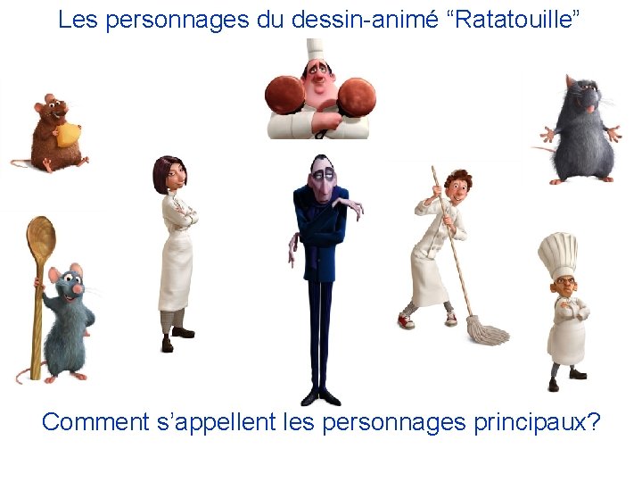 Les personnages du dessin-animé “Ratatouille” Comment s’appellent les personnages principaux? 