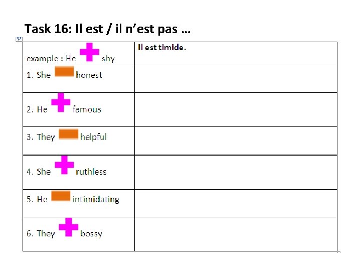 Task 16: Il est / il n’est pas … 