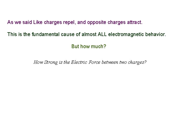 As we said Like charges repel, and opposite charges attract. This is the fundamental