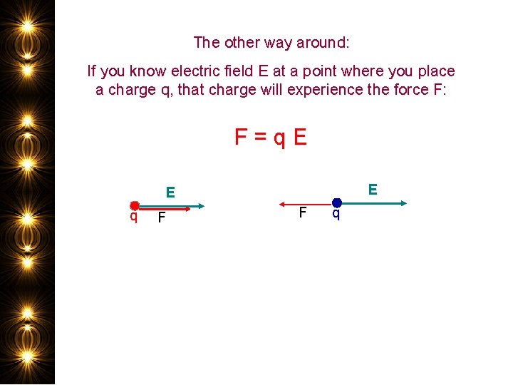 The other way around: If you know electric field E at a point where