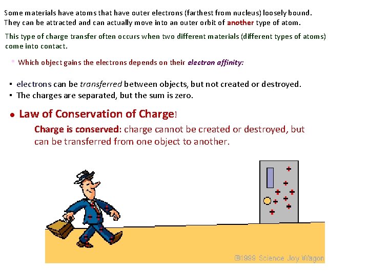 Some materials have atoms that have outer electrons (farthest from nucleus) loosely bound. They