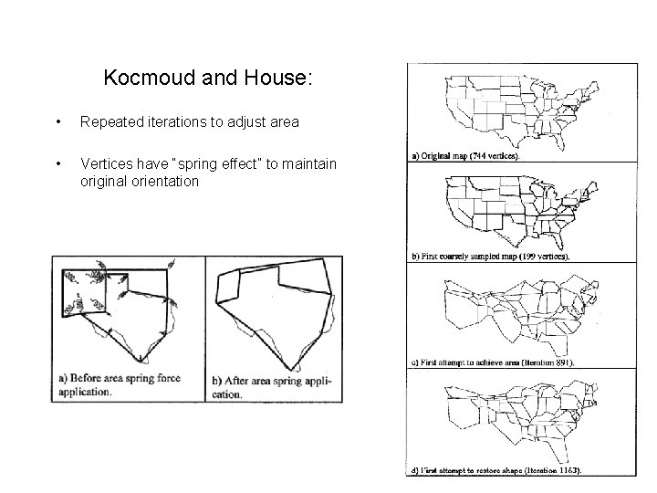 Kocmoud and House: • Repeated iterations to adjust area • Vertices have “spring effect”