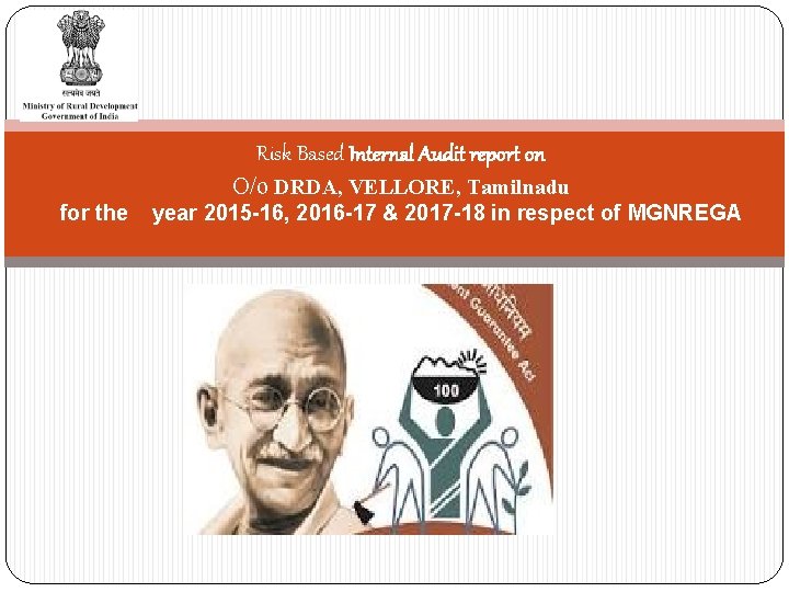 Risk Based Internal Audit report on O/o DRDA, VELLORE, Tamilnadu for the year 2015