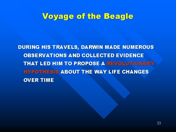 Voyage of the Beagle DURING HIS TRAVELS, DARWIN MADE NUMEROUS OBSERVATIONS AND COLLECTED EVIDENCE