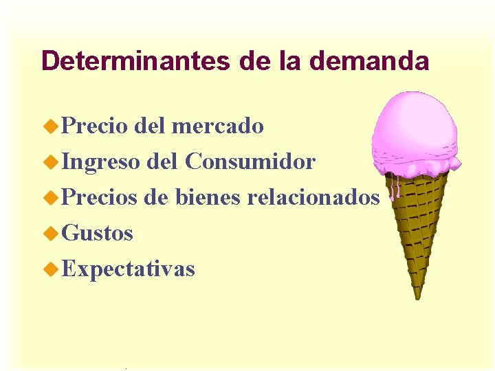 Determinantes de la demanda u. Precio del mercado u. Ingreso del Consumidor u. Precios Determinantes de la demanda u. Precio del mercado u. Ingreso del Consumidor u. Precios