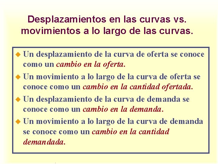 Desplazamientos en las curvas vs. movimientos a lo largo de las curvas. u Un Desplazamientos en las curvas vs. movimientos a lo largo de las curvas. u Un