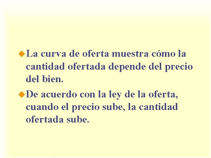 u. La curva de oferta muestra cómo la cantidad ofertada depende del precio del u. La curva de oferta muestra cómo la cantidad ofertada depende del precio del
