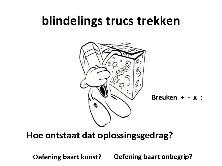 blindelings trucs trekken Breuken + - x : Hoe ontstaat dat oplossingsgedrag? Oefening baart