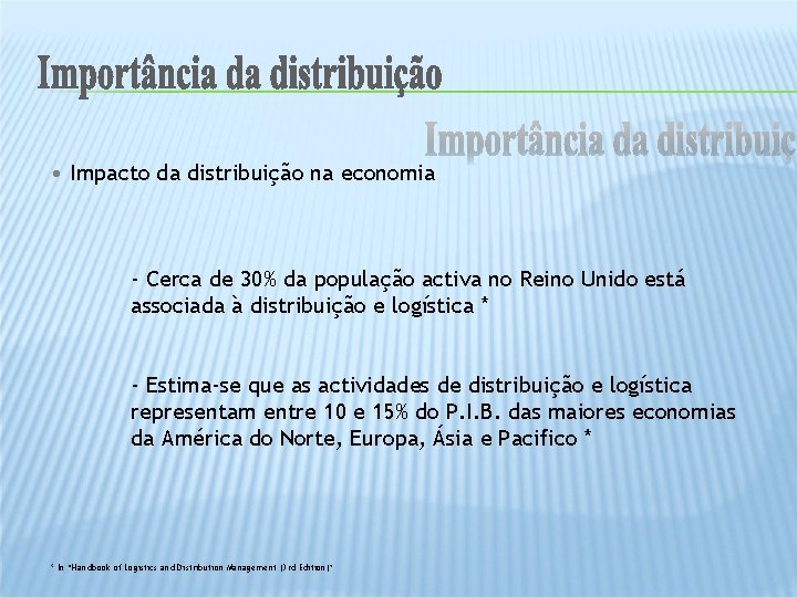  • Impacto da distribuição na economia - Cerca de 30% da população activa