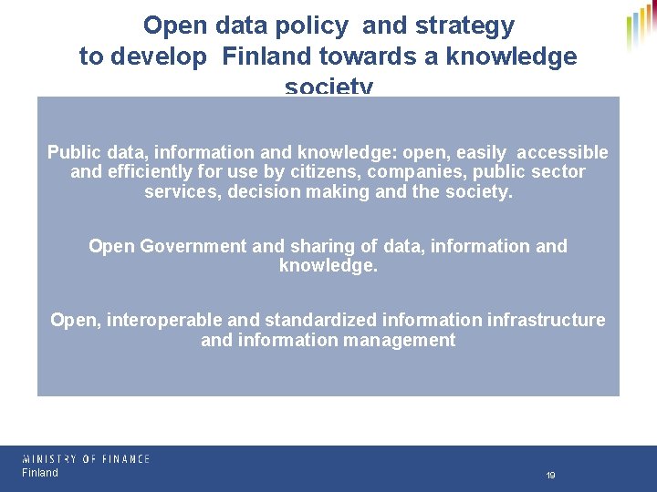 Open data policy and strategy to develop Finland towards a knowledge society Public data, Open data policy and strategy to develop Finland towards a knowledge society Public data,