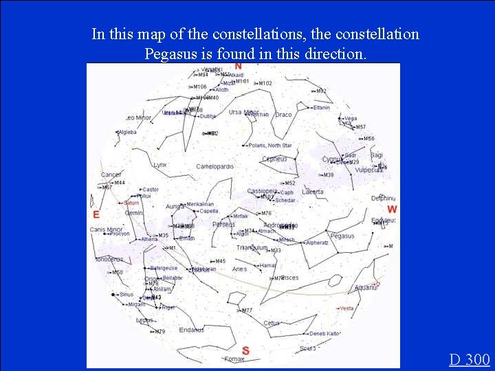 In this map of the constellations, the constellation Pegasus is found in this direction.