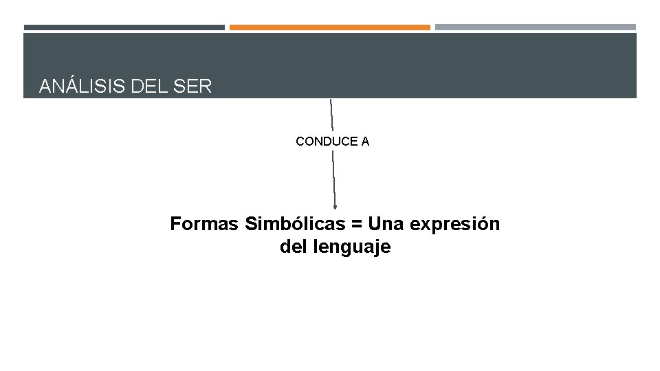 ANÁLISIS DEL SER CONDUCE A Formas Simbólicas = Una expresión del lenguaje 