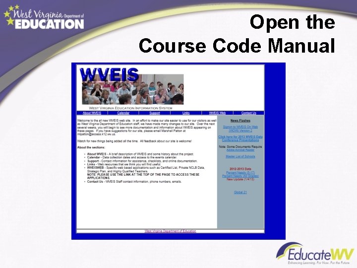 Open the Course Code Manual 
