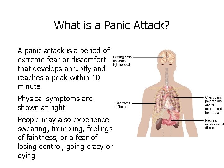 What is a Panic Attack? A panic attack is a period of extreme fear