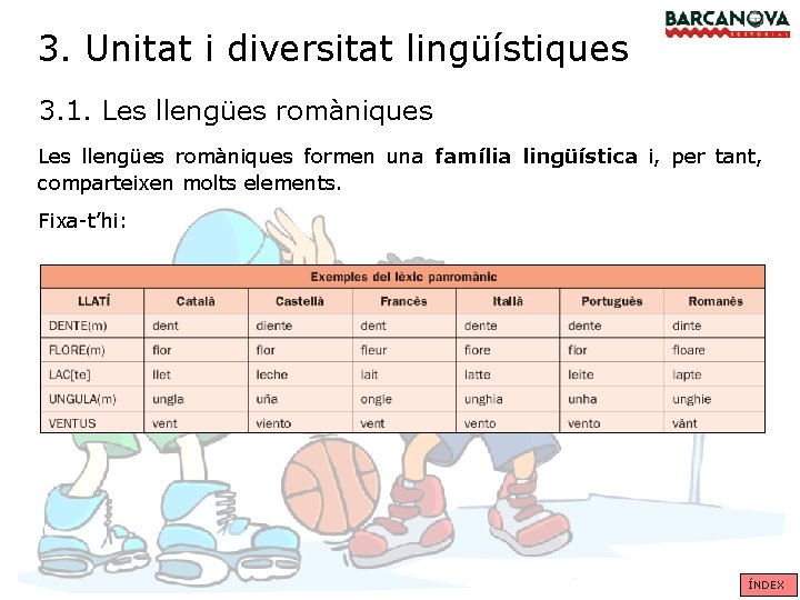 3. Unitat i diversitat lingüístiques 3. 1. Les llengües romàniques formen una família lingüística