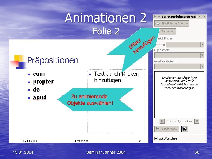 Animationen 2 Folie 2 t gen k fe fü Ef nzu hi Zu animierende